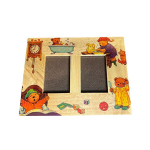 Fetco Wood Handcrafted Picture Frame Child Style Teddy Bear Scenes 2Photos